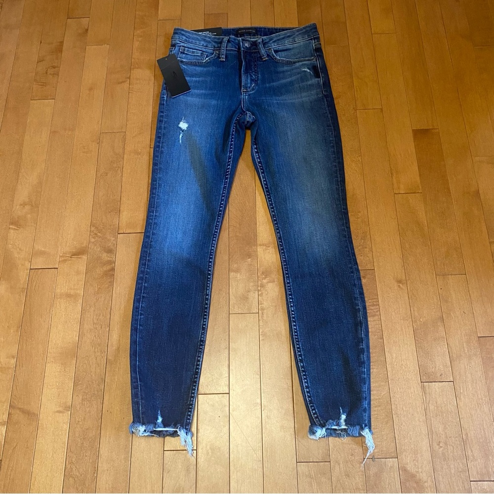 Silver Womens Size 26 New Most Wanted Skinny Leg Mid Rise Raw Hem Denim Jeans